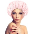 thumbnail image 2 of Satin Bonnet Sleeping Cap Double Layer Elasticated Trim Soft Night Hat for Woman, 2 of 3