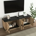 thumbnail image 2 of Gzxs Modern Minimalist Media Console in Black & Natural Wood Finish - 55 Inch Wooden TV Stand with 4 Doors and Rounded Corners, for Living Room, 2 of 9
