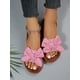 thumbnail image 2 of Preppy Outdoors Flat Slippers for Women, Bow Decor Polyester Open Toe Slide Sandals, 2 of 4