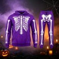 thumbnail image 6 of Yuncity Men Two Piece Outfits Sets Halloween Theme Skeleton Graphic Print Pullover Long Sleeve Jogger Pants Sweatsuit Casual Comfortable Hoodie Set Tracksuit Size Xxxxxl Purple, 6 of 8