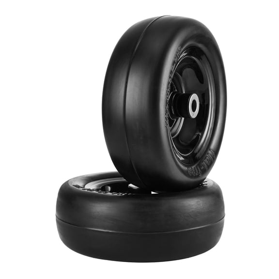 Mower Wheels 11x4-5", Tubeless Lawn Tractor Tires, Pair Flat-Free PU Tires on Rims, 3.4" Hub, 3/4" Bushing, 20 Adapters, Riding Mower Replacement