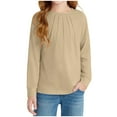 thumbnail image 2 of Girls Long Sleeve Shirts Casual Crewneck Blouses Tops Cotton Girls Shirts with Lace Sleeve Tunics 5-14 Years, 2 of 6