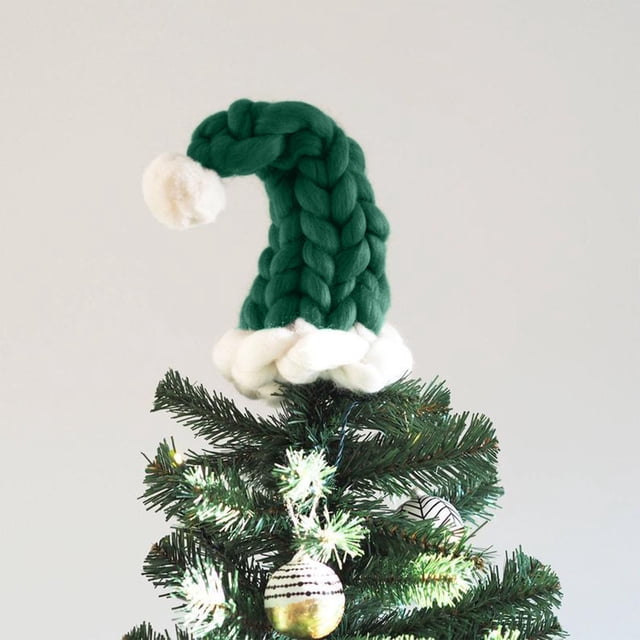 Birdeem Christmas Tree Decorations,Small Christmas Tree,Christmas Hat Chunky Wool Christmas Hat Christmas Tree Decoration Woolen Knit Hat Lollipop Bottle Hat,Mini Christmas Tree