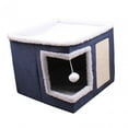 thumbnail image 3 of kusrkot Foldable Kitty Cave Bed and Scratch Pad Large Kitty Cave for Pets Kittens Kitty Navy, 3 of 9