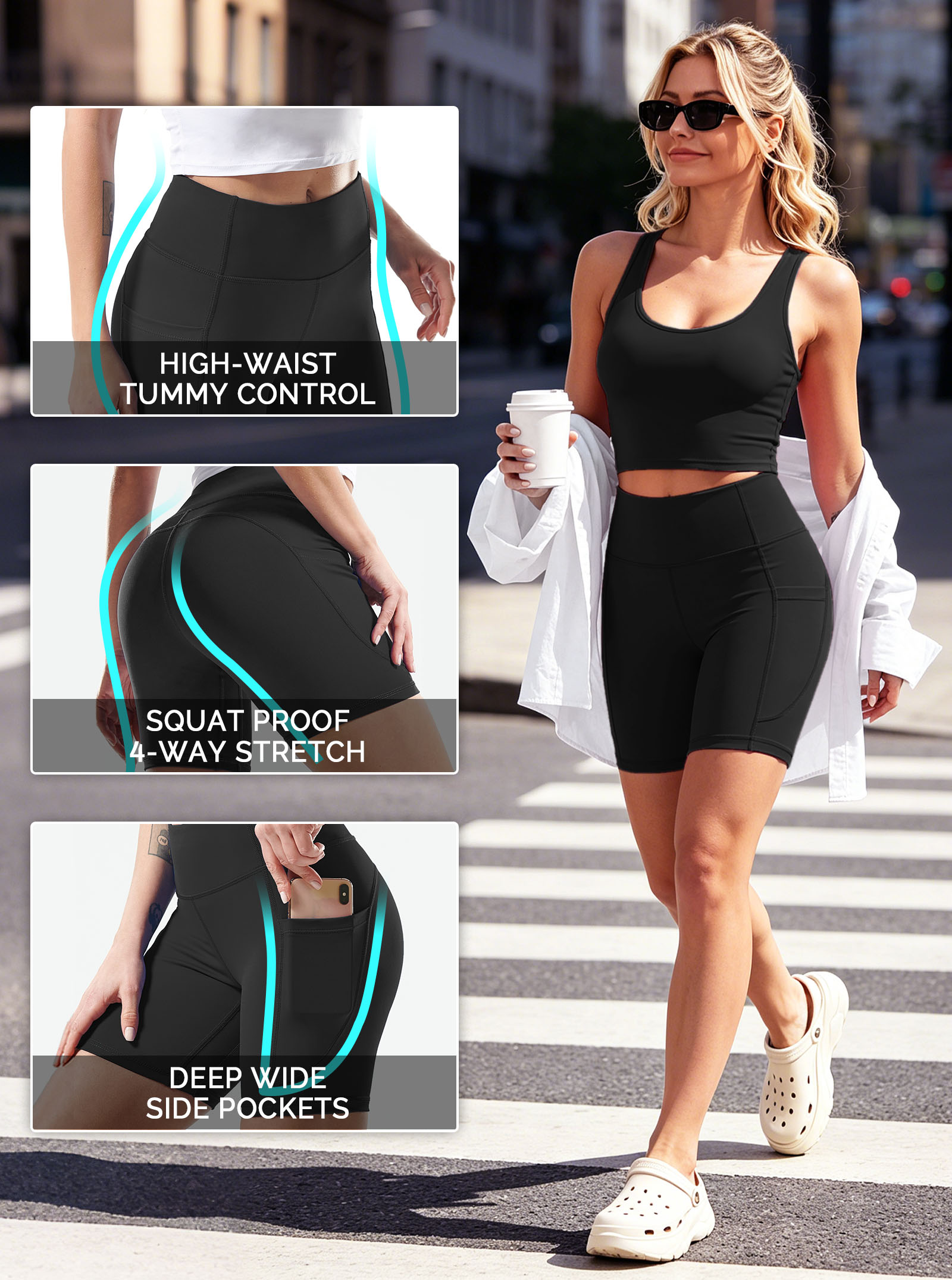 Cadmus Women's 6" High Waist Yoga Shorts, Black photo 4