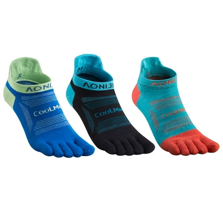 

Azarxis Toe Socks Five Finger Socks No Show Crew Athletic Socks Lightweight for Men Women Running Trail (#01 Dark Blue + Light Blue + Black【Ankle-high】- 3 Pairs Large)