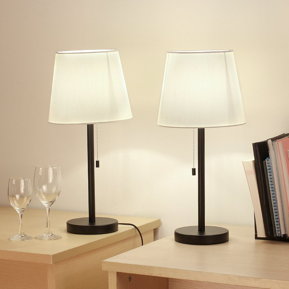 Haitral Modern Black Bedside Desk Metal Lamps Set of 2