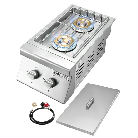 VEVOR Double Grilling Side Burners for Outdoor 2x15,000BTU Propane & Natural Gas