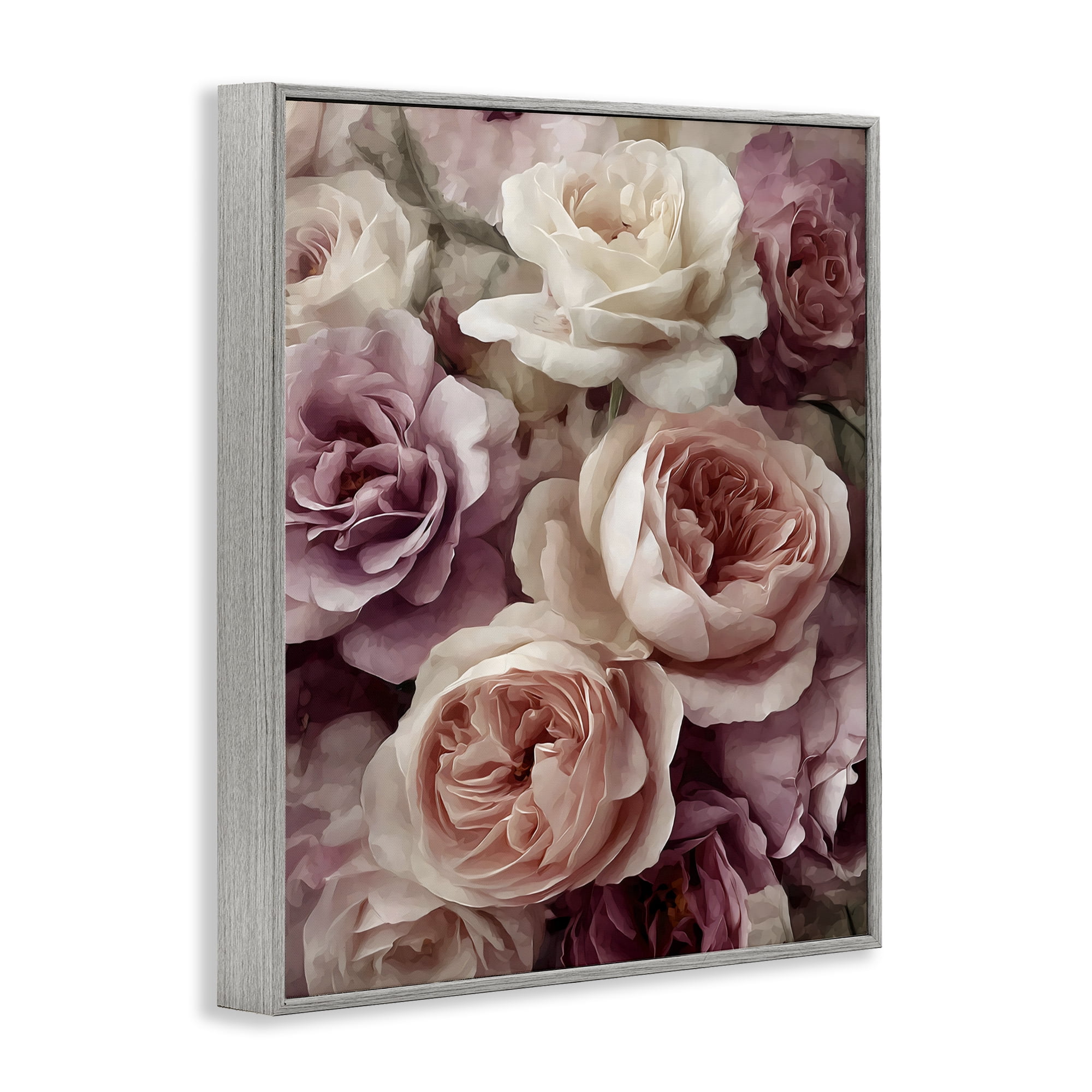 Stupell Industries Sweet Roses in Blush Pink Gray Framed Giclee Art, design by Franklyn Gregory