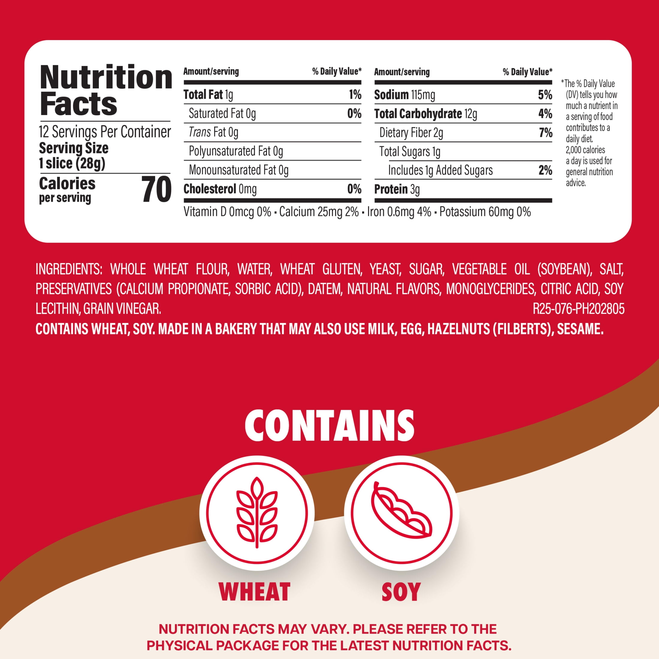 Sara Lee 100% Whole Wheat Bread, Half Loaf, 12 oz, Sandwich Bread, Bag