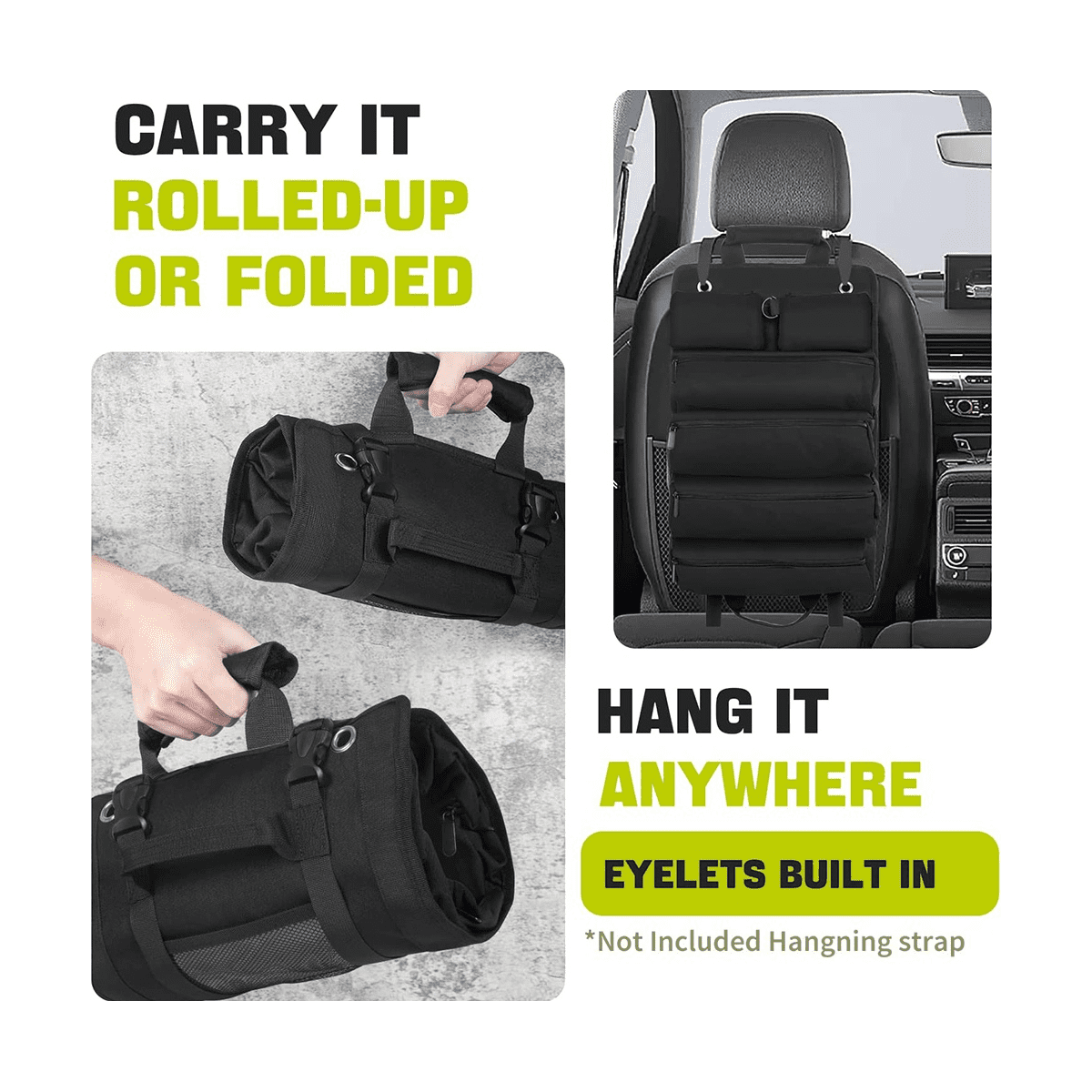 Tool Roll Up Bag, Roll Tool Organizer with 3 Detachable Pouches