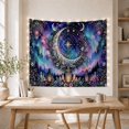 thumbnail image 5 of Celestial Crescent Moon Over Mystical Mountains Scene, Dreamy Boho for Space Enthusiasts, Celestial Wall Art Decor, Housewarming Gift, Tapestry Wall Hanging for Bedroom and Living Room, 5 of 7