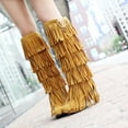 thumbnail image 2 of Fesfesfes Fuzzy Boots for Women Shoes Retro Solid Color Ethnic Style Suede Fringed Metal Decoration Female High US:5.5(36), 2 of 9
