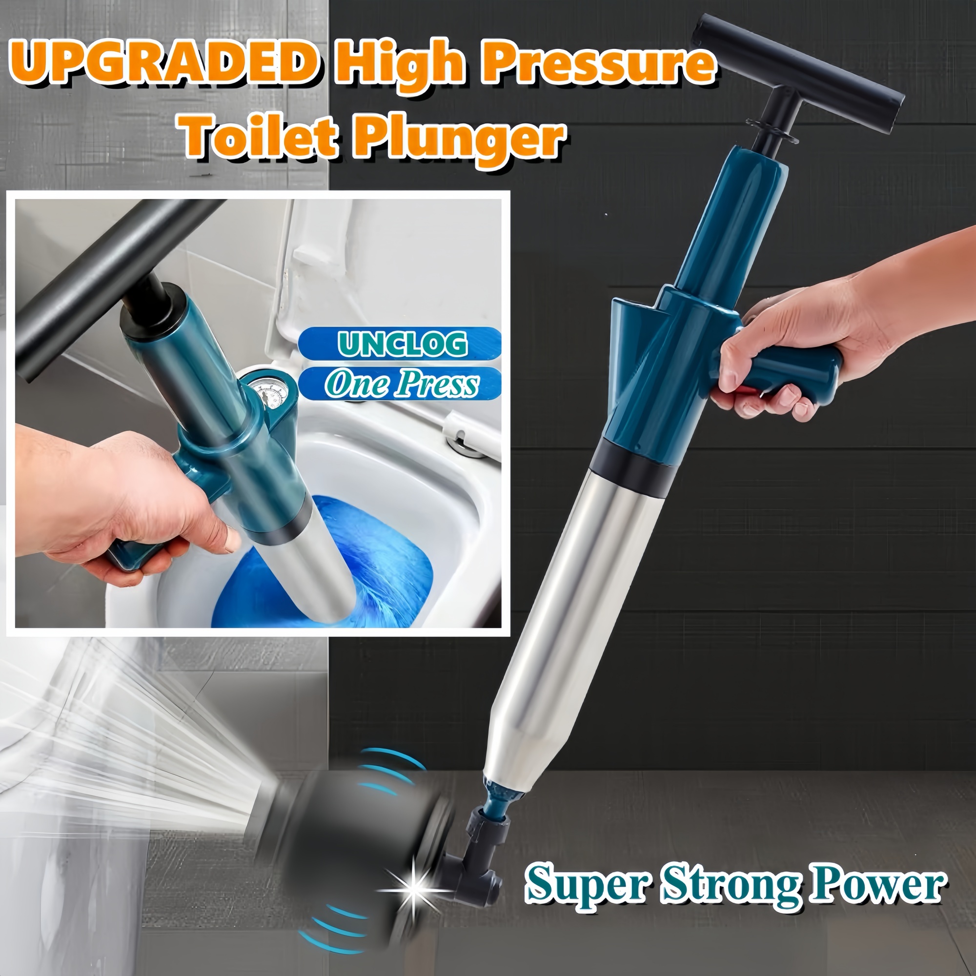 High Pressure Air Toilet Plunger, Air Drain Blaster Pump Plunger, Plunger for toilet, Power Vacuum Plumb Toilet Clog Remover for Kitchen Sinks, Shower Drains,Bathtub, Suction Plunger  Clogging Solver