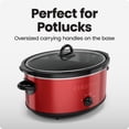 thumbnail image 4 of Chefman 7-Quart Electric Slow Cooker, Dishwasher-Safe Crock - Red, 4 of 7