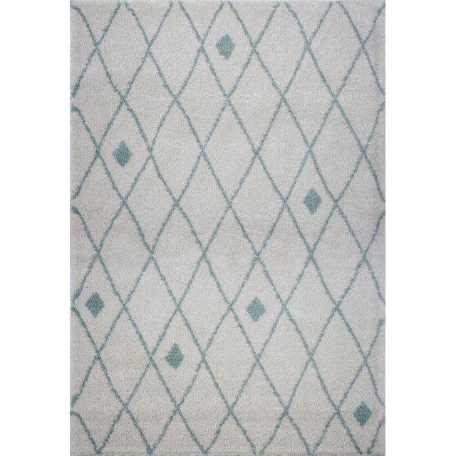 Ladole Rugs Trellis-Dots Pattern Soft Durable Innovatie Area Rug Carpet in Ivory-Water Green