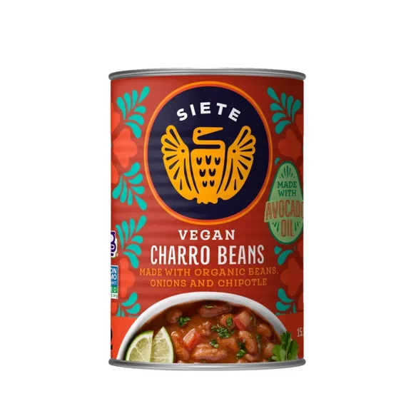Pack of 12, Siete Organic Vegan Charro Beans, 15.5 oz
