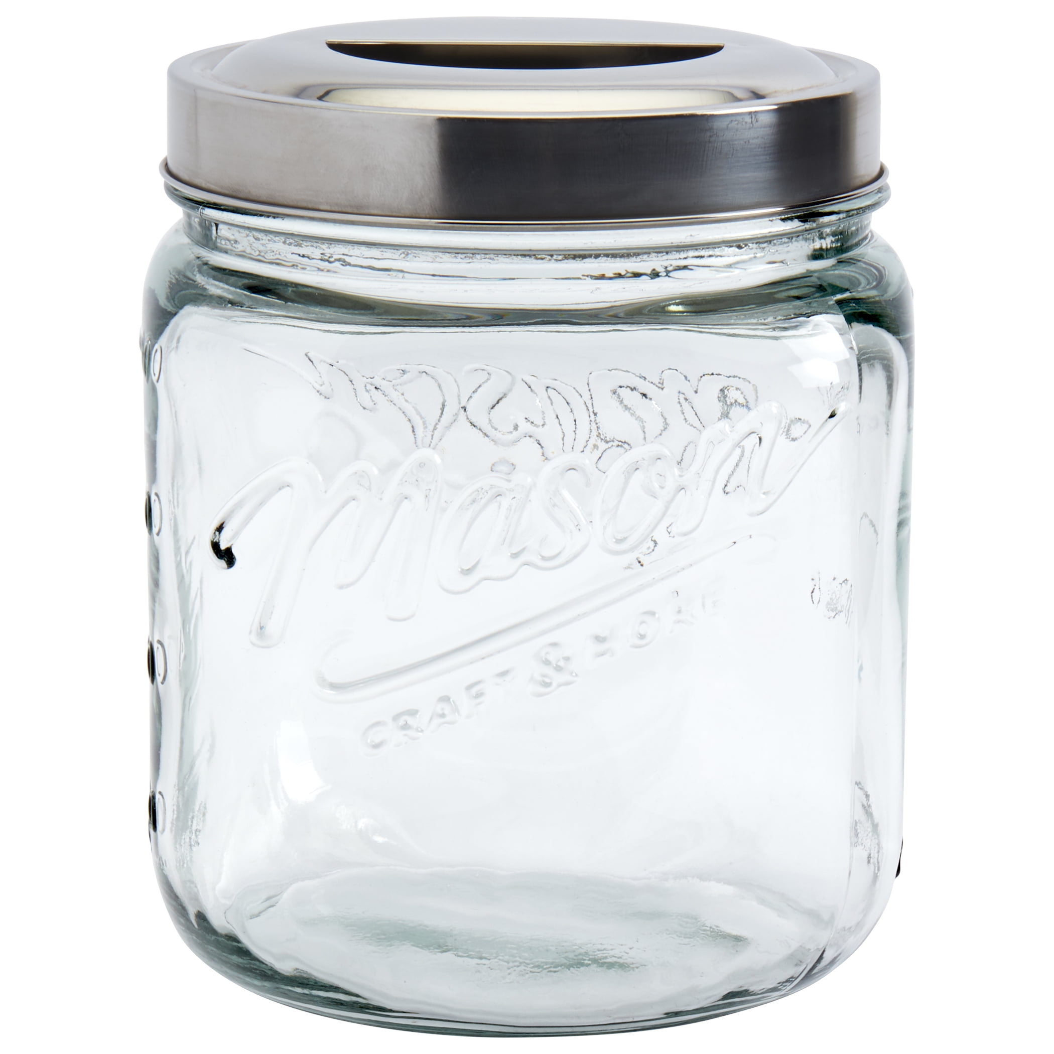 Mason Craft And More 2.7 Liter Square Glass Medium Canister With Pop Up Lid