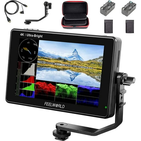 FEELWORLD LUT7 +Battery + Charger +Carrying Case 7 Inch 2200nits 3D LUT Touch Screen DSLR Camera Field Monitor with RGB Waveform VectorScope Histogram 4K HDMI Input Output 1920X1200 IPS Panel