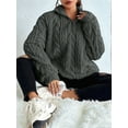 thumbnail image 6 of Winter Fleece Jacket for Women Zipper Stand Collar Casual Coats with Pockets Dark Gray M, 6 of 9