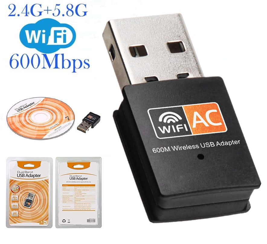 600Mbps Dual Band 2.4G/5G Hz Wireless Lan Card USB PC WiFi Adapter 802.11AC CA 