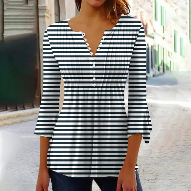 RXIRUCGD Blouse T-Shirt Décontractée à Manches Courtes Imprimée Mode Rayée pour Femmes, Noir, Taille : TG