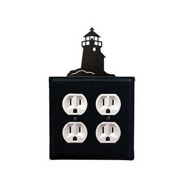 Village Wrought Iron EOO-10 Lighthouse Outlet Cover Double - Black