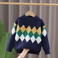 thumbnail image 2 of CheerKidz Boys and Girls' Loose Knit Sweaters Kids Round Neck Long Sleeve Slouchy Warm Cute Fashion Pullover Tops Half High Neck 2-11 Years(Navy#1,2 Years), 2 of 3
