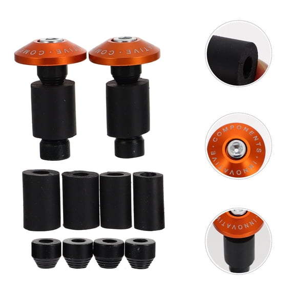 LABSERRON Motorcycle Handlebar End Plugs Balanced Grip Black 2pcs Aluminum Alloy