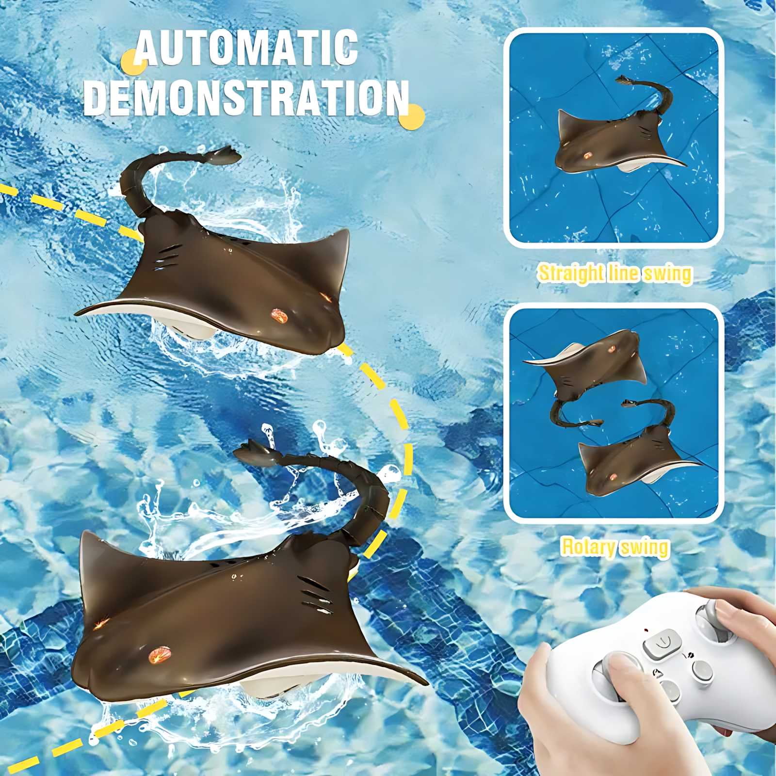Unbranded Remote Control Boat, 2.4G RC Stingray Pool Toy for Kids Ages 6-12, Waterproof Underwater Glider with Dual Motors, Water Gift for Boys Girls