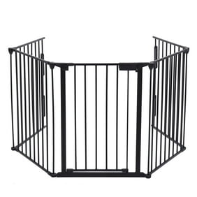 Jaxpety Fireplace Fence Baby Safety Fence 6 Panel Hearth Gate Pet Gate Guard Metal Plastic Screen White