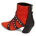 thumbnail image 3 of Shellys London Frasier Red Suede Grommet Buckle Strap Angled Block Heel Boots (Red, 7), 3 of 6