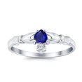 thumbnail image 3 of Claddagh Heart Promise Ring Blue Sapphire CZ 925 Sterling Silver Size 1, 3 of 7
