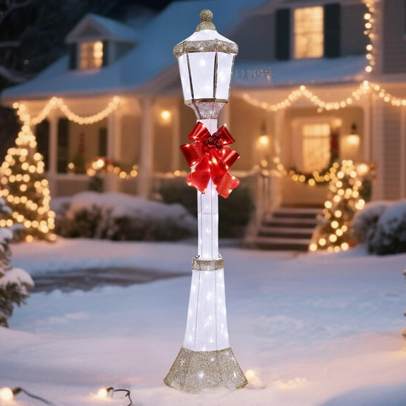 Starfree 60-inch Outdoor Christmas Yard Decoration Outdoor Lighted Lamppost Christmas Street Lamp Holiday Decoration LED Lamp Post for Lawn