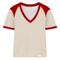 thumbnail image 6 of GUACER Short Sleeve Shirts for Women Casual V Neck Color Block Shoulder Tee Tops Loose Fit Summer Blouses, 6 of 6