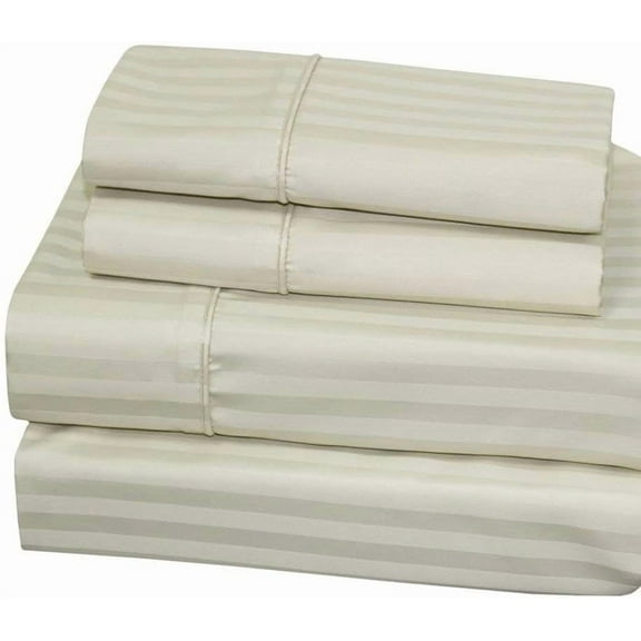 King , Cotton-Blend Wrinkle-Free - 650-Thread-Count Stripe Sheet Set,