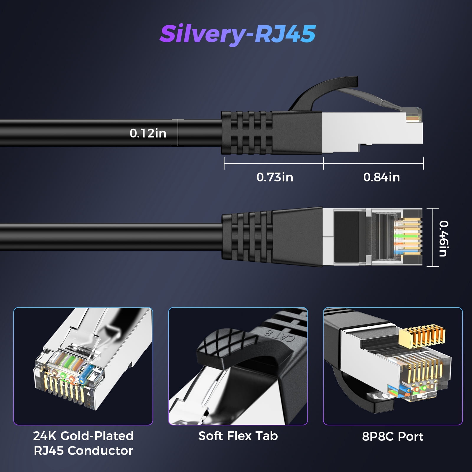 Cat 8 Ethernet Cable 100 FT, Outdoor&Indoor High Speed Heavy Duty Network LAN Internet Cable 26AWG, 2000Mhz with Gold Plated RJ45, Weatherproof F/FTP UV Resistant for Router, Modem, PC, Gaming