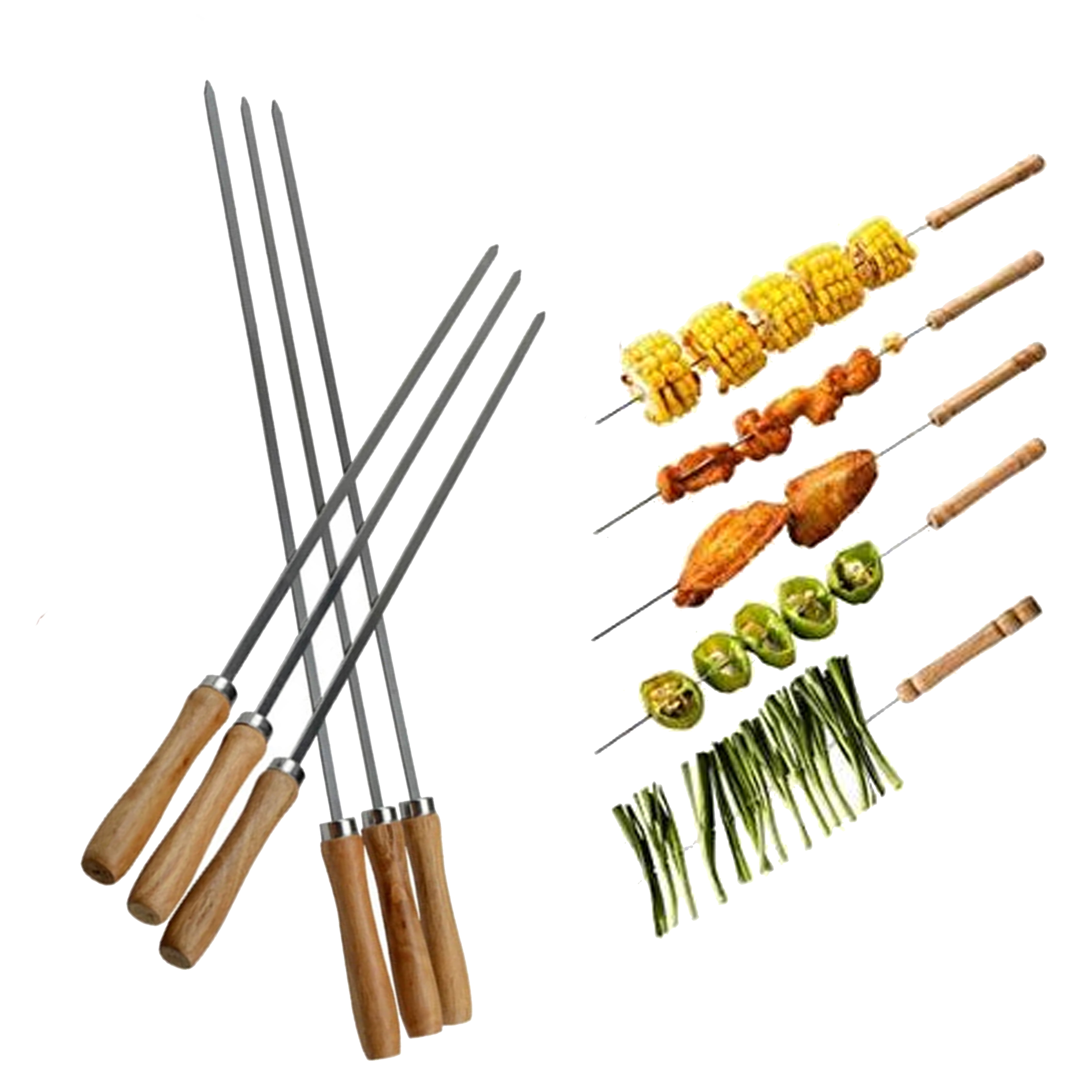 BBQ Skewers for Kabob/ Tikka, Square/ Rectangle Shape with Stopper 39" Long and Thickness