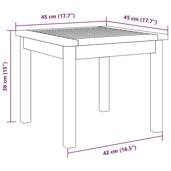 vidaXL Side Table 45x45x38 cm Solid Wood Acacia