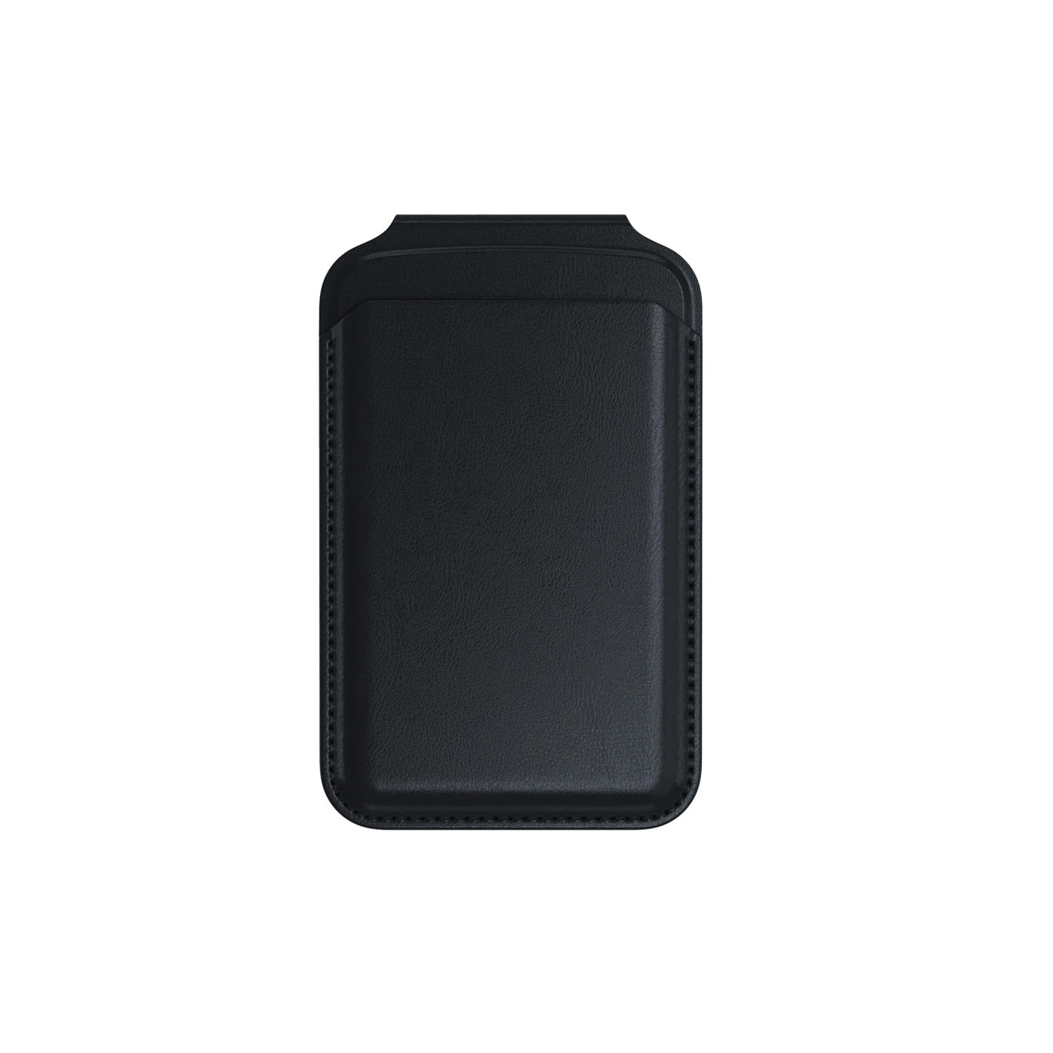 Leather Magnetic Card Wallet Holder with Built-In Stand - Black