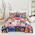 thumbnail image 2 of 2/3-Piece Pure and Elegant Heart Floral Quilt Set, 1pc Quilt + 1/2 Pcs Pillowcases, Soft Breathable Comfortable Lightweight, Hypoallergenic, Machine Washable Bedspread Bedding Room Decor, 2 of 4