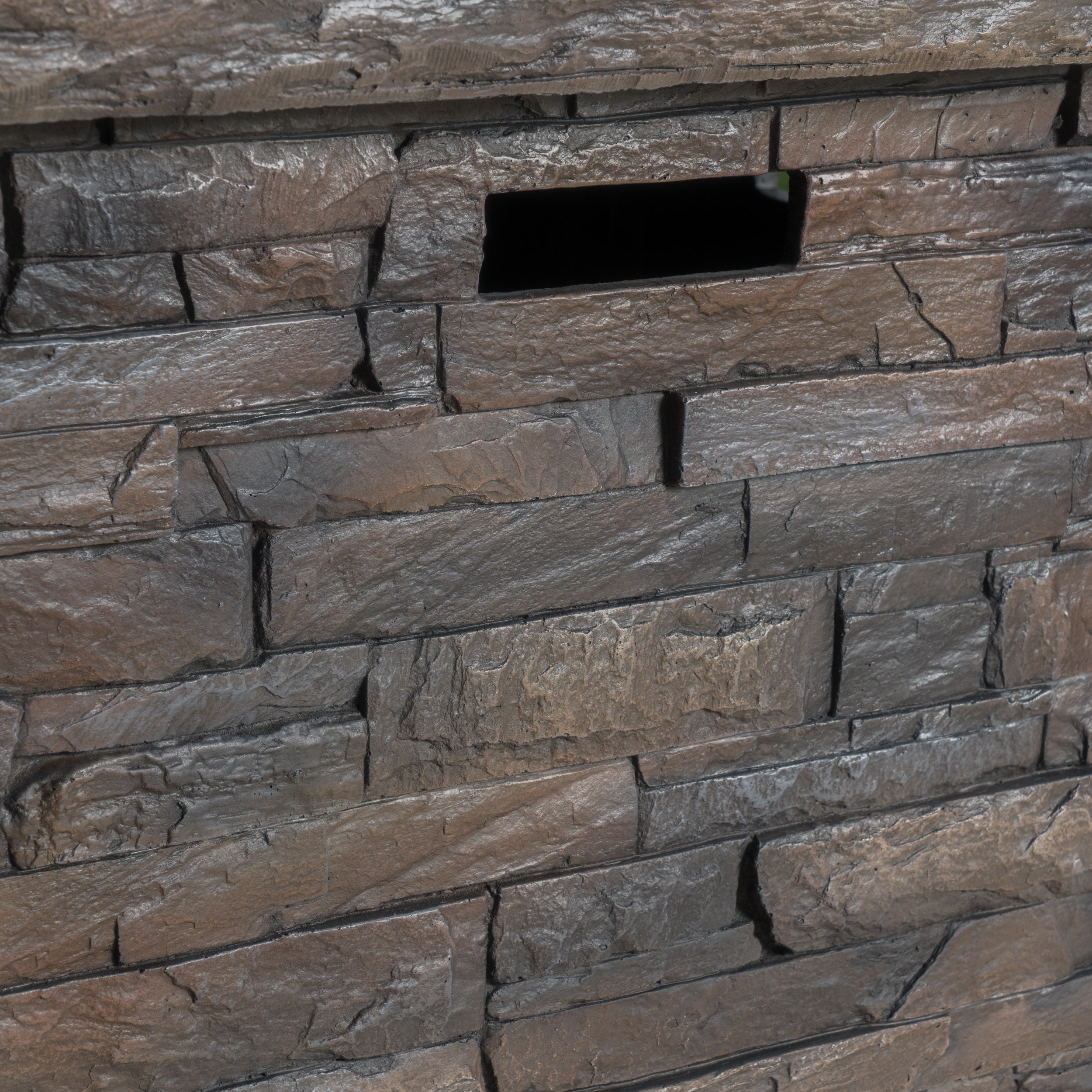 Loene Outdoor Square Fire Pit, Natural Stone Finish