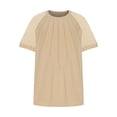 thumbnail image 5 of Tdoqot Womens Trendy Plus Size Tops- Lace Short Sleeve Crewneck Casual Pleats Summer Shirts Blouses Khaki Size L-5XL, 5 of 7