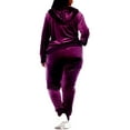 thumbnail image 2 of Love's Women's Plus Size Fleece Zip Up Hoodie Track Suit Set Jogging Pants, 2 of 6