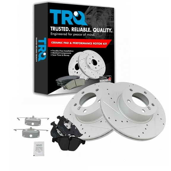 TRQ Front Performance Brake Pad & Rotor Kit Brake Pads Brake Rotors Set Semi-Metallic Fits Select 2007-2013 BMW 328i 2009-2013 328i xDrive 2007-2008 328xi 2013-2015 X1