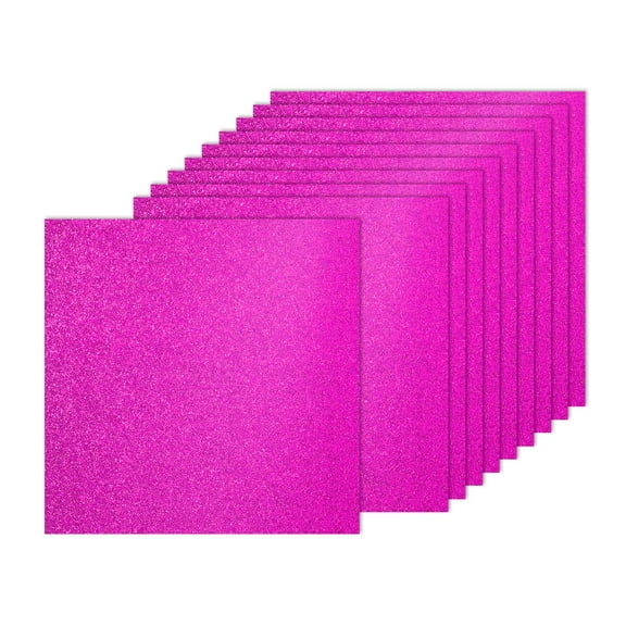 10Sheets Hot Pink Glitter Cardstock, 12x12In Glitter Paper Card Stock Shiny Scrapbook 250gsm Sparkly Paper Large Shimmer for Crafts Scrapbook DIY Art Wedding Party