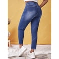 thumbnail image 4 of Jeans Rasgados Flacos de Talla Extra de Cintura Alta Rosegal  Vaqueros de talla grande, 4 of 5