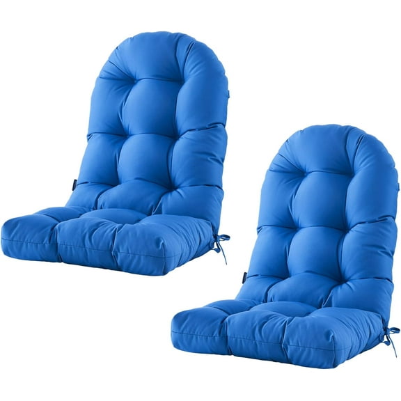 BLISSWALK Outdoor Adirondack Chair Cushions, Set of 2 Solid,Tufted Thick Seat & Round High Back Wicker Chair Cushions for Patio Furniture,48"x21"x4",Navy Blue