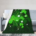thumbnail image 2 of Yibo Super Soft Cozy Flannel Blanket for All Seasons St Patrick S Day Clover Lightweight Blanket for Bed/Couch/Sofa/Camping- Green Lucky Shamrocks Irish Clover, 2 of 8