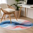 thumbnail image 4 of Round Rugs 3.3Ft, Blue Pink Abstract Art Round Area Rug Washable Indoor Throw Carpet, Modern Art Wave Soft Non Slip Circle Rug for Laundry Room Patio Home Decor Aesthetic, 4 of 8
